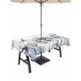 thumbnail image 1 of Outdoor Tablecloth with Umbrella Hole and Zipper, Blue Pumpkin Fall Rectangle Table Cloth 60x102 Inch Waterproof Tablecloth, Thanksgiving Eucalyptus Leaves Weeping Picnic Table Cover for Patio, 1 of 7