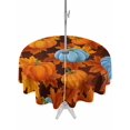 thumbnail image 1 of Outdoor Tablecloth with Umbrella Hole and Zipper, Blue Pumpkin Fall Round Table Cloth 54 Inch Waterproof Tablecloth, Thanksgiving Maple Leaves Farmhouse Picnic Table Cover for Patio Camping, 1 of 7