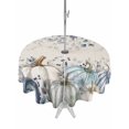 thumbnail image 1 of Outdoor Tablecloth with Umbrella Hole and Zipper, Blue Pumpkins Fall Round Table Cloth 54 Inch Waterproof Tablecloth, Rustic Thanksgiving Botanical Picnic Table Cover for Patio Camping, 1 of 7