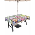 thumbnail image 1 of Outdoor Tablecloth with Umbrella Hole and Zipper, Blue Purple Gnomes Rectangle Table Cloth 52x70 Inch Waterproof Tablecloth, Spring Hydrangea Flower Leaf Green Plaid Picnic Table Cover for Patio, 1 of 7