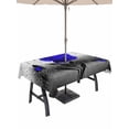 thumbnail image 1 of Outdoor Tablecloth with Umbrella Hole and Zipper, Blue Rose Rectangle Table Cloth 60x84 Inch Waterproof Tablecloth, Flower Raindrops Butterfly Grey Art Picnic Table Cover for Patio Camping, 1 of 7