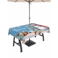 thumbnail image 1 of Outdoor Tablecloth with Umbrella Hole and Zipper, Blue Snowman Christmas Rectangle Table Cloth 52x70 Inch Waterproof Tablecloth, Xmas Tree Snowflake Gifts Picnic Table Cover for Patio Camping, 1 of 7