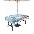 thumbnail image 1 of Outdoor Tablecloth with Umbrella Hole and Zipper, Blue Snowman Christmas Rectangle Table Cloth 54x80 Inch Waterproof Tablecloth, Snowflake Xmas Tree Balls Picnic Table Cover for Patio Camping, 1 of 7