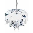 thumbnail image 1 of Outdoor Tablecloth with Umbrella Hole and Zipper, Blue Spring Botanical Round Table Cloth 60 Inch Waterproof Tablecloth, Weeping Eucalyptus Butterfly Picnic Table Cover for Patio Camping, 1 of 7