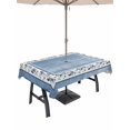 thumbnail image 1 of Outdoor Tablecloth with Umbrella Hole & Zipper, Blue Spring Floral Rectangle Tablecloth 60x102 Inch, Vintage Elegant Summer Botanical Patio Table Cover Waterproof Table Cloth for Picnic/Party, 1 of 7