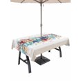 thumbnail image 1 of Outdoor Tablecloth with Umbrella Hole and Zipper, Blue Starfish Beach Rectangle Table Cloth 54x80 Inch Waterproof Tablecloth, Summer Coral Conch Coastal Retro Beige Picnic Table Cover for Patio, 1 of 7