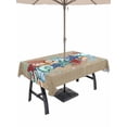 thumbnail image 1 of Outdoor Tablecloth with Umbrella Hole and Zipper, Blue Starfish Conch Rectangle Table Cloth 52x70 Inch Waterproof Tablecloth, Ocean Coral Summer Beach Coastal Picnic Table Cover for Patio Camping, 1 of 7