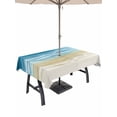 thumbnail image 1 of Outdoor Tablecloth with Umbrella Hole and Zipper, Blue Summer Beach Coastal Rectangle Table Cloth 52x70 Inch Waterproof Tablecloth, Nautical Beige Seaside Picnic Table Cover for Patio Camping, 1 of 7