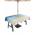 thumbnail image 1 of Outdoor Tablecloth with Umbrella Hole and Zipper, Blue Summer Beach Rectangle Table Cloth 60x120 Inch Waterproof Tablecloth, Nautical Coastal Beige Seaside Picnic Table Cover for Patio Camping, 1 of 7