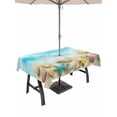 thumbnail image 1 of Outdoor Tablecloth with Umbrella Hole and Zipper, Blue Summer Beach Rectangle Table Cloth 60x84 Inch Waterproof Tablecloth, Coastal Starfish Shell Nautical Waves Picnic Table Cover for Patio Camping, 1 of 7