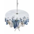 thumbnail image 1 of Outdoor Tablecloth with Umbrella Hole and Zipper, Blue White Pumpkin Round Table Cloth 60 Inch Waterproof Tablecloth, Fall Thanksgiving Eucalyptus Coastal Picnic Table Cover for Patio Camping, 1 of 7