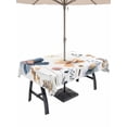 thumbnail image 1 of Outdoor Tablecloth with Umbrella Hole and Zipper, Blue Yellow Flowers Rectangle Table Cloth 52x70 Inch Waterproof Tablecloth, Spring Summer Garden Wildflowers Picnic Table Cover for Patio Camping, 1 of 7
