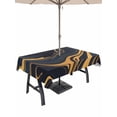 thumbnail image 1 of Outdoor Tablecloth with Umbrella Hole and Zipper, Blue Yellow Ripple Rectangle Table Cloth 60x120 Inch Waterproof Tablecloth, Fluid Modern Abstract Art Picnic Table Cover for Patio Camping, 1 of 7