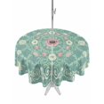 thumbnail image 1 of Outdoor Tablecloth with Umbrella Hole Zipper Bohemia Round Tablecloth 54" Waterproof Outside Table Cloth Vintage Ethnic Floral Botanical Style Green Patio Table Cover Tablecloths for Picnic Party, 1 of 8