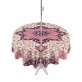thumbnail image 1 of Outdoor Tablecloth with Umbrella Hole Zipper Bohemia Round Tablecloth 60" Waterproof Outside Table Cloth Retro Geometric Aztec Ethnic Tribal Print Pink Patio Table Cover Tablecloths for Picnic Party, 1 of 8