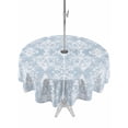 thumbnail image 1 of Outdoor Tablecloth with Umbrella Hole Zipper Boho Blue Floral Round Tablecloth 60" Waterproof Outside Table Cloth Country Ethnic Abstract Flower Pattern Patio Table Cover Tablecloths for Picnic Party, 1 of 8