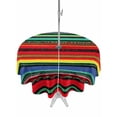 thumbnail image 1 of Outdoor Tablecloth with Umbrella Hole Zipper Boho Colored Stripes Round Tablecloth 54" Waterproof Outside Table Cloth Vintage Green Red Blue Tribal Patio Table Cover Tablecloths for Picnic Party, 1 of 8
