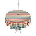 thumbnail image 1 of Outdoor Tablecloth with Umbrella Hole Zipper Boho Colorful Striped Round Tablecloth 60" Waterproof Outside Table Cloth Vintage Stripes Farmhouse Line Patio Table Cover Tablecloths for Picnic Party, 1 of 8