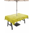 thumbnail image 1 of Outdoor Tablecloth with Umbrella Hole and Zipper, Boho Flowers Rectangle Table Cloth 60x84 Inch Waterproof Tablecloth, Yellow Floral Vintage Bohemian Watercolor Picnic Table Cover for Patio Camping, 1 of 7