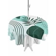thumbnail image 1 of Outdoor Tablecloth with Umbrella Hole and Zipper, Boho Geometric Round Table Cloth 60 Inch Waterproof Tablecloth, Aqua Ethnic Abstract Stripes Leaves Picnic Table Cover for Patio Camping, 1 of 7