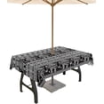 thumbnail image 1 of Outdoor Tablecloth with Umbrella Hole and Zipper Boho Geometric Stripes Rectangle Outdoor Tablecloths 60x84 Table Cloths Bohemia Tribal Elephant Black Patio Table Cloth Cover for Outdoor Tables Garden, 1 of 6