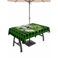 thumbnail image 1 of Outdoor Tablecloth with Umbrella Hole and Zipper, Botanical Flower Wreath Rectangle Table Cloth 54x80 Inch Waterproof Tablecloth, Rustic Bow-Knot Green Black Plaid Picnic Table Cover for Patio, 1 of 7