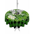 thumbnail image 1 of Outdoor Tablecloth with Umbrella Hole and Zipper, Botanical Flower Wreath Round Table Cloth 54 Inch Waterproof Tablecloth, Rustic Bow-Knot Green Black Plaid Picnic Table Cover for Patio Camping, 1 of 7