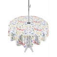 thumbnail image 1 of Outdoor Tablecloth with Umbrella Hole Zipper Botanical Flowers Round Tablecloth 60" Waterproof Outside Table Cloth Spring Pink Dragonfly Pastoral Patio Table Cover Tablecloths for Picnic Party, 1 of 8