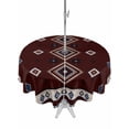 thumbnail image 1 of Outdoor Tablecloth with Umbrella Hole and Zipper, Brown Boho Round Table Cloth 54 Inch Waterproof Tablecloth, Retro Farmhouse Abstract Geometric Ethnic Art Picnic Table Cover for Patio Camping, 1 of 7