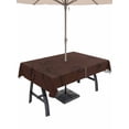 thumbnail image 1 of Outdoor Tablecloth with Umbrella Hole and Zipper, Brown Flowers Rectangle Table Cloth 52x70 Inch Waterproof Tablecloth, Japanese Abstract Floral Plants Simple Art Picnic Table Cover for Patio Camping, 1 of 7