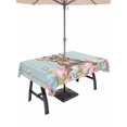 thumbnail image 1 of Outdoor Tablecloth with Umbrella Hole and Zipper, Bunny Easter Rectangle Table Cloth 52x70 Inch Waterproof Tablecloth, Pink Blue Eggs Tulips Floral Rabbit Wooden Picnic Table Cover for Patio Camping, 1 of 7