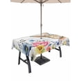 thumbnail image 1 of Outdoor Tablecloth with Umbrella Hole and Zipper, Bunny Easter Rectangle Table Cloth 52x70 Inch Waterproof Tablecloth, Spring Floral Blue Eucalyptus Leaves Wooden Picnic Table Cover for Patio Camping, 1 of 7