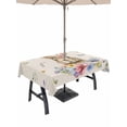 thumbnail image 1 of Outdoor Tablecloth with Umbrella Hole and Zipper, Bunny Easter Rectangle Table Cloth 60x120 Inch Waterproof Tablecloth, Spring Floral Pastoral Rabbits Rustic Picnic Table Cover for Patio Camping, 1 of 7