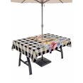 thumbnail image 1 of Outdoor Tablecloth with Umbrella Hole and Zipper, Bunny Easter Rectangle Table Cloth 60x84 Inch Waterproof Tablecloth, Black Plaid Spring Floral Pastoral Retro Art Picnic Table Cover for Patio, 1 of 7