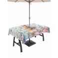 thumbnail image 1 of Outdoor Tablecloth with Umbrella Hole and Zipper, Bunny Easter Rectangle Table Cloth 60x84 Inch Waterproof Tablecloth, Spring Floral Rabbits Checkered Farmhouse Picnic Table Cover for Patio Camping, 1 of 7