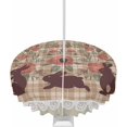 thumbnail image 1 of Outdoor Tablecloth with Umbrella Hole and Zipper Bunny Rabbit Rose Round Outdoor Tablecloths 60 Inch Table Cloths Flower Floral Plaid Patio Table Cloth Cover for Outdoor Tables Picnic Garden, 1 of 6