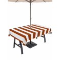 thumbnail image 1 of Outdoor Tablecloth with Umbrella Hole and Zipper, Burnt Orange Stripe Waterproof Patio Tablecloth for Dining 60''x84'', Farmhouse Striped Abstract Art Wipeable Table Cover for Picnic BBQ Party Patio, 1 of 9