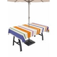 thumbnail image 1 of Outdoor Tablecloth with Umbrella Hole and Zipper, Burnt Orange Striped Rectangle Table Cloth 60x102 Inch Waterproof Tablecloth, Farmhouse Thin Line Modern Abstract Art Picnic Table Cover for Patio, 1 of 7