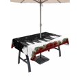 thumbnail image 1 of Outdoor Tablecloth with Umbrella Hole and Zipper, Christmas Black Rectangle Table Cloth 52x70 Inch Waterproof Tablecloth, White Xmas Tree Forest Poinsettia Buffalo Plaid Picnic Table Cover for Patio, 1 of 7