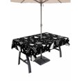 thumbnail image 1 of Outdoor Tablecloth with Umbrella Hole and Zipper, Christmas Black Rectangle Table Cloth 60x84 Inch Waterproof Tablecloth, Xmas Tree Winter Snowflakes Plants Holiday Picnic Table Cover for Patio, 1 of 7
