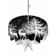 thumbnail image 1 of Outdoor Tablecloth with Umbrella Hole and Zipper, Christmas Black Round Table Cloth 60 Inch Waterproof Tablecloth, White Xmas Tree Elk Winter Snowflake Picnic Table Cover for Patio Camping, 1 of 7