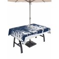 thumbnail image 1 of Outdoor Tablecloth with Umbrella Hole and Zipper, Christmas Blue Rectangle Table Cloth 54x80 Inch Waterproof Tablecloth, White Xmas Tree Elk Winter Snowflake Picnic Table Cover for Patio Camping, 1 of 7
