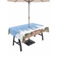 thumbnail image 1 of Outdoor Tablecloth with Umbrella Hole and Zipper, Christmas Blue Rectangle Table Cloth 54x80 Inch Waterproof Tablecloth, White Xmas Tree Forest Poinsettia Rustic Wooden Picnic Table Cover for Patio, 1 of 7