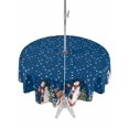 thumbnail image 1 of Outdoor Tablecloth with Umbrella Hole and Zipper, Christmas Blue Round Table Cloth 60 Inch Waterproof Tablecloth, Cute Snowman Xmas Tree Elk Winter Snowflakes Picnic Table Cover for Patio Camping, 1 of 7