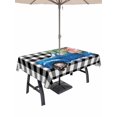 thumbnail image 1 of Outdoor Tablecloth with Umbrella Hole and Zipper, Christmas Blue Truck Rectangle Table Cloth 60x120 Inch Waterproof Tablecloth, Xmas Tree Bow Rustic White Black Checkered Picnic Table Cover for Patio, 1 of 7