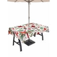 thumbnail image 1 of Outdoor Tablecloth with Umbrella Hole and Zipper, Christmas Cardinal Rectangle Table Cloth 60x120 Inch Waterproof Tablecloth, Xmas Winter Flower Bow Pine Fruits Picnic Table Cover for Patio Camping, 1 of 7