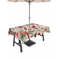 thumbnail image 1 of Outdoor Tablecloth with Umbrella Hole and Zipper, Christmas Cardinal Rectangle Table Cloth 60x120 Inch Waterproof Tablecloth, Xmas Winter Flower Bow Pine Fruits Beige Picnic Table Cover for Patio, 1 of 7