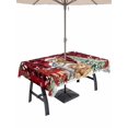 thumbnail image 1 of Outdoor Tablecloth with Umbrella Hole and Zipper, Christmas Cats Rectangle Table Cloth 60x120 Inch Waterproof Tablecloth, Xmas Tree Poinsettia Botanical Red Buffalo Plaid Picnic Table Cover for Patio, 1 of 7