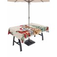 thumbnail image 1 of Outdoor Tablecloth with Umbrella Hole and Zipper, Christmas Cats Rectangle Table Cloth 60x84 Inch Waterproof Tablecloth, Xmas Tree Poinsettia Botanical Linen Texture Picnic Table Cover for Patio, 1 of 7
