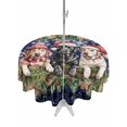 thumbnail image 1 of Outdoor Tablecloth with Umbrella Hole and Zipper, Christmas Dog Round Table Cloth 54 Inch Waterproof Tablecloth, Winter Xmas Gingerbread Snowflakes Navy Blue Picnic Table Cover for Patio Camping, 1 of 7